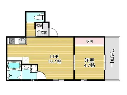 エレガンスJR野江(1LDK/3階)の間取り写真