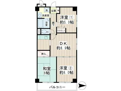 ノーブル蓮沼(3DK/11階)の間取り写真