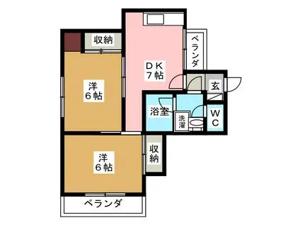 ハイツウィング金子(2DK/3階)の間取り写真