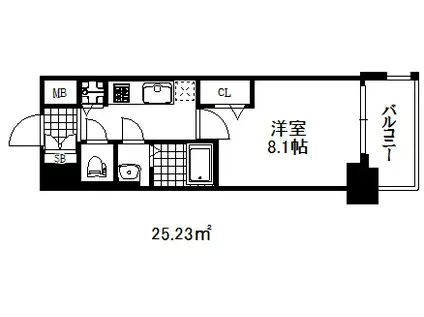 プレサンス神戸グレンツ(1K/3階)の間取り写真