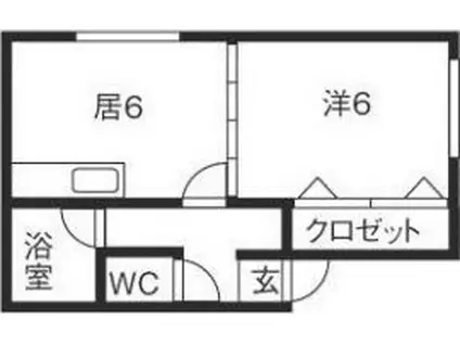 YKマンション(1DK/3階)の間取り写真
