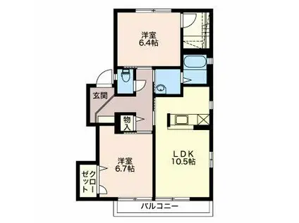 さくら坂 B棟(2LDK/2階)の間取り写真
