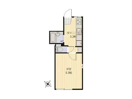 ローズガーデン(1K/1階)の間取り写真