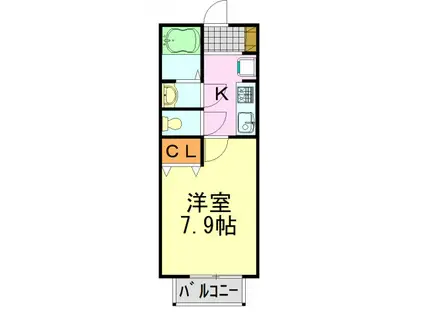 パセオ亀井(1K/2階)の間取り写真