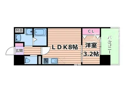 ビガーポリス486与力町公園II(1LDK/12階)の間取り写真