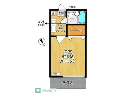 ペアハイムX(1K/1階)の間取り写真