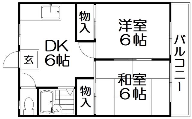 寝屋川スカイハイツ(2DK/5階)の間取り写真