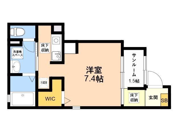 COWBELL COURT(ワンルーム/1階)の間取り写真