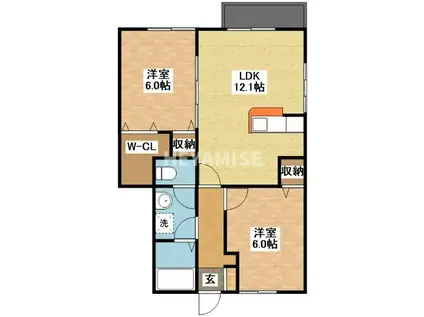 フォレストC(2LDK/1階)の間取り写真