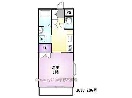 オーベルジュ錦(1K/2階)の間取り写真