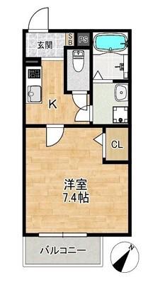 ALEGRIA姫路東(1K/1階)の間取り写真