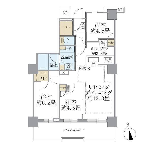 BRILLIATOWER聖蹟桜ヶ丘BLOOMINGRESIDENCE(3LDK/27階)の間取り写真