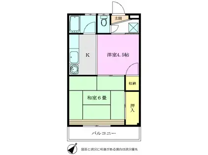 明マンション(2K/2階)の間取り写真