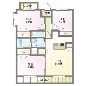 プランドール(3LDK/3階)の間取り写真
