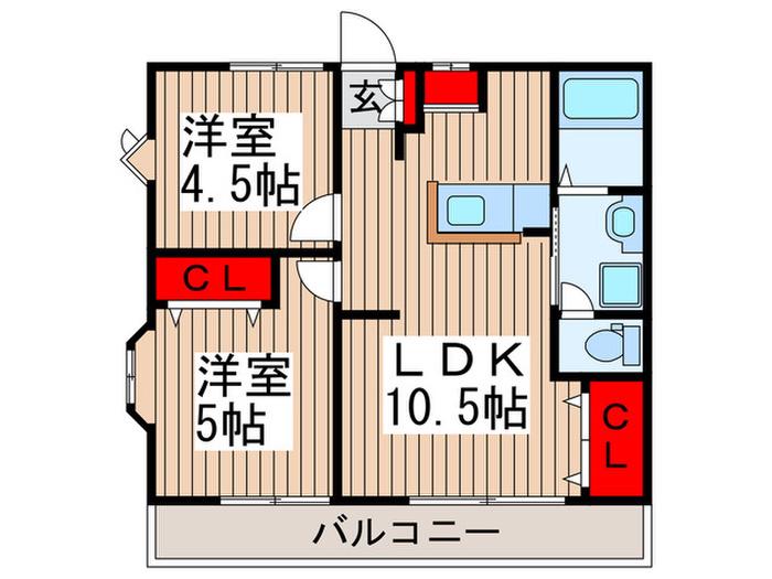 ハッピーライフ松原(2LDK/2階)の間取り写真