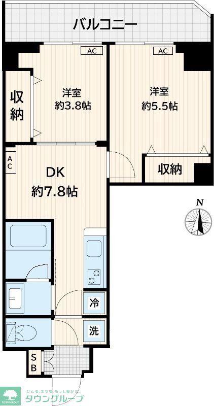 ARKMARK池袋本町(2DK/1階)の間取り写真