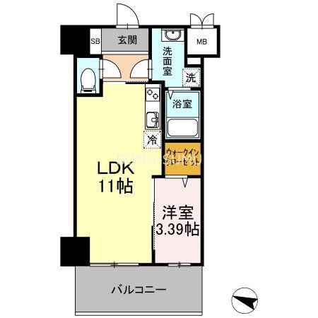 GRANCRAB(1LDK/8階)の間取り写真