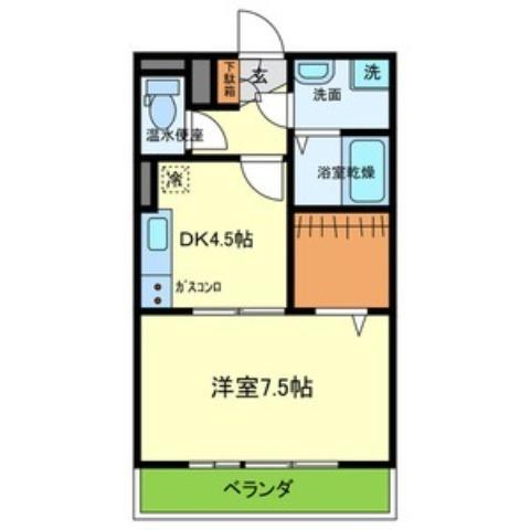 ブールヴァール(1DK/3階)の間取り写真