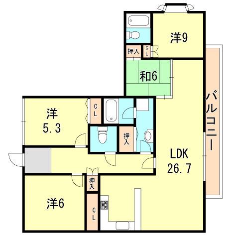 フォーシーズンズ芦屋(4LDK/2階)の間取り写真