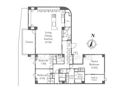 マナー元麻布(3LDK/1階)の間取り写真