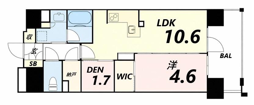 レーベン姫路本町(1SLDK/14階)の間取り写真