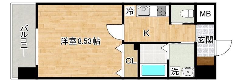 ラフィーネ到津学園通(1K/4階)の間取り写真
