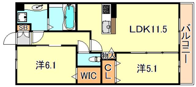 モアレ オークラ(2LDK/3階)の間取り写真