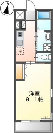 ルミナス西の土居(1K/2階)の間取り写真