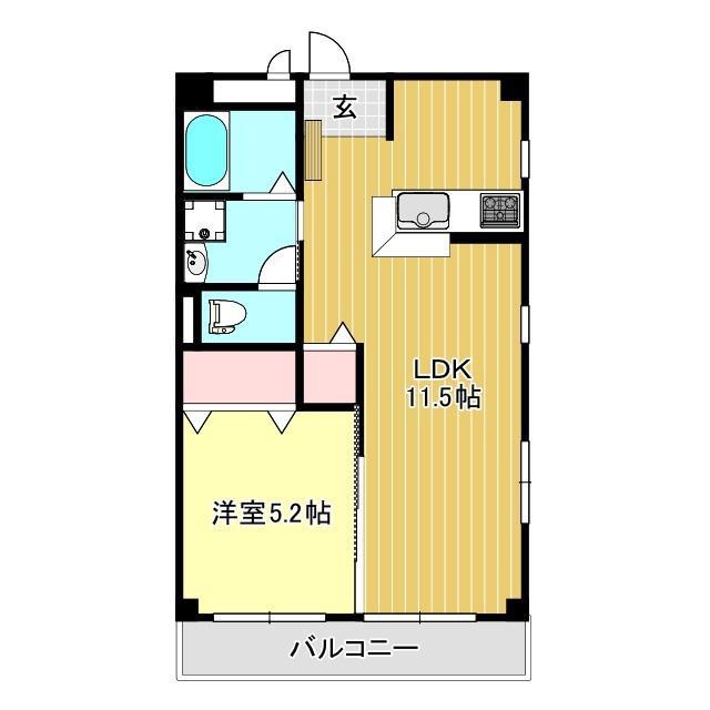 タウンパークS(1LDK/5階)の間取り写真