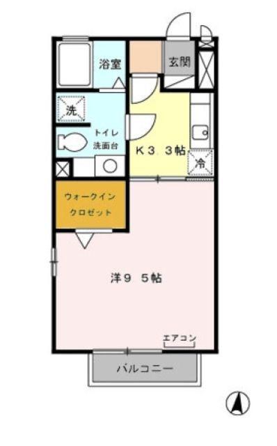 モナリエ春日 I(1K/1階)の間取り写真