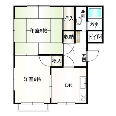 コーポ椿の森 A(2DK/2階)の間取り写真