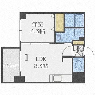 クラッセ北大通III(1LDK/4階)の間取り写真