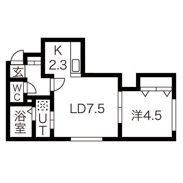 ヴィバーチェ麻生(1LDK/2階)の間取り写真