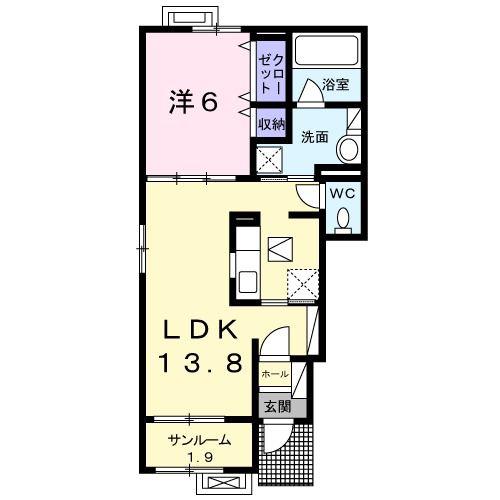 サンライズスクエアIII(1LDK/1階)の間取り写真