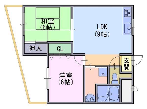 ラ・グラシューズ(2LDK/4階)の間取り写真