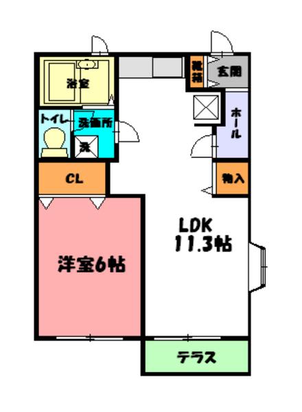 スカイハイツIII(2DK/2階)の間取り写真