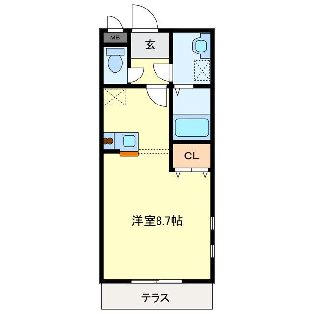 GREAT ADVANCE B棟(ワンルーム/1階)の間取り写真