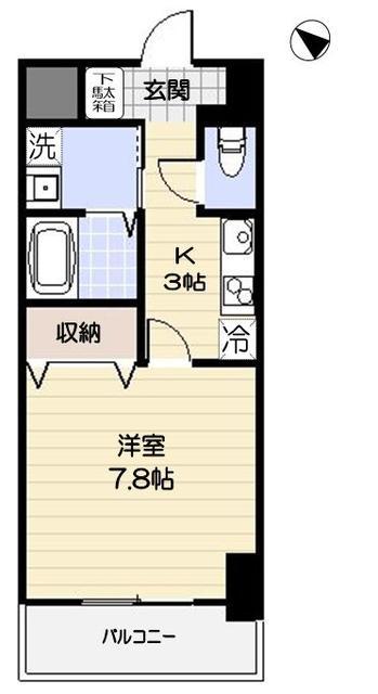 ファトーラ田園調布(1K/8階)の間取り写真