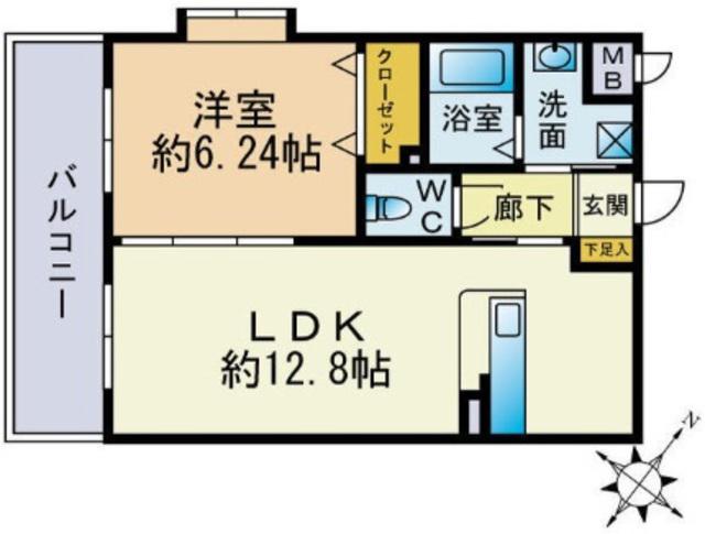 メゾンシャルルドゥ(1LDK/2階)の間取り写真