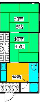 グリーンハイツI(2K/2階)の間取り写真