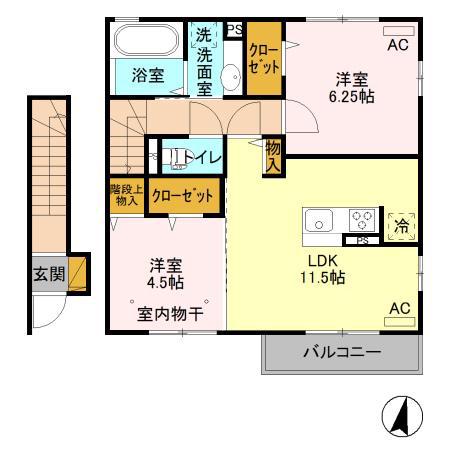 リノB・C(2LDK/2階)の間取り写真