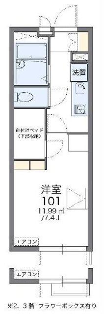 レオパレスゼロワントダ(1K/1階)の間取り写真