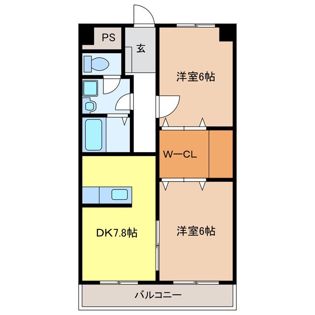 グリーントマト(2LDK/2階)の間取り写真