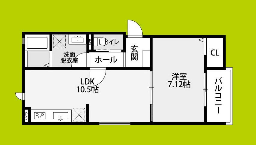 MAISONLUNA(1LDK/2階)の間取り写真