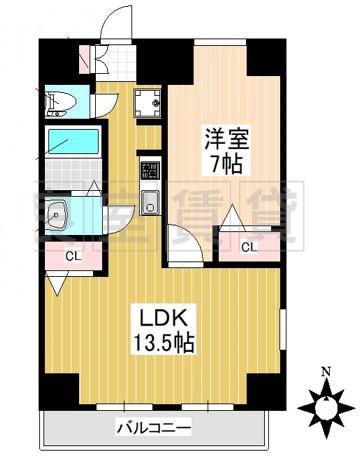 ルラシオン吹上(1LDK/11階)の間取り写真
