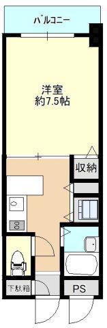 プレア21(1K/4階)の間取り写真