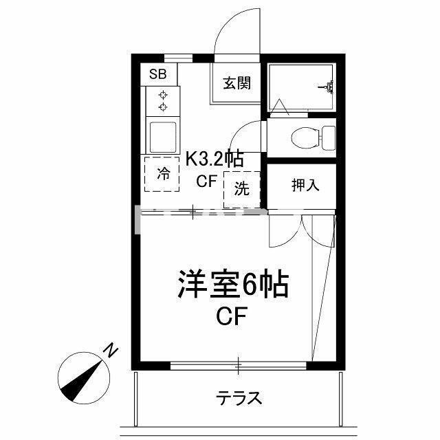 シャトーエレガント(1K/3階)の間取り写真