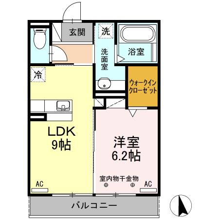 DーROOM元魚(1LDK/3階)の間取り写真