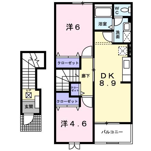 サンルーラン(2DK/2階)の間取り写真