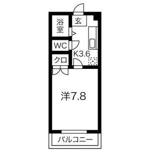 フラッツB(1K/3階)の間取り写真
